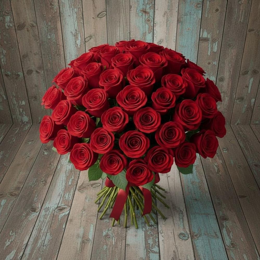 Букет 55 Красных роз Фридом в Тюхтете