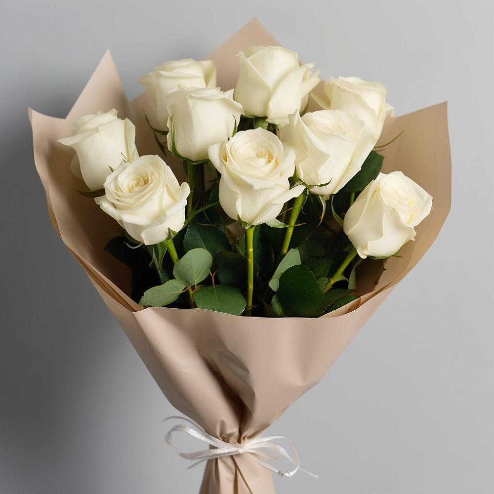 Букет 9 Белых роз Эдлесс Лав в Тюхтете