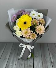 Букет цветов из:  Розы, Герберы и Хризантемы #REPLACE_PRED# Тюхтете