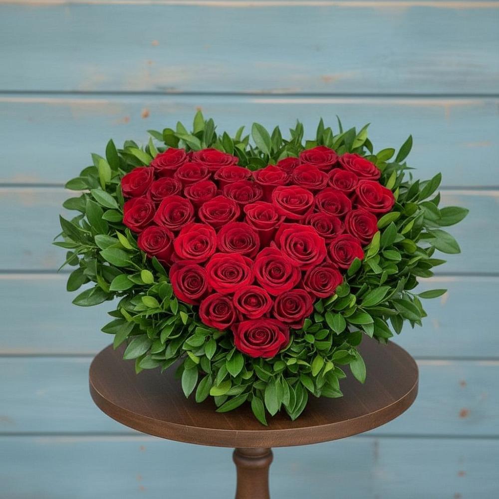 Цветочная композиция из Розы в виде сердца в Тюхтете