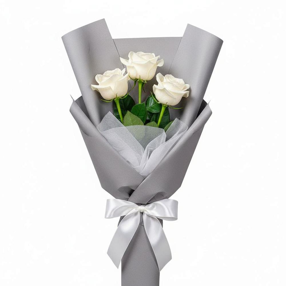 Букет 3 белые розы в Тюхтете