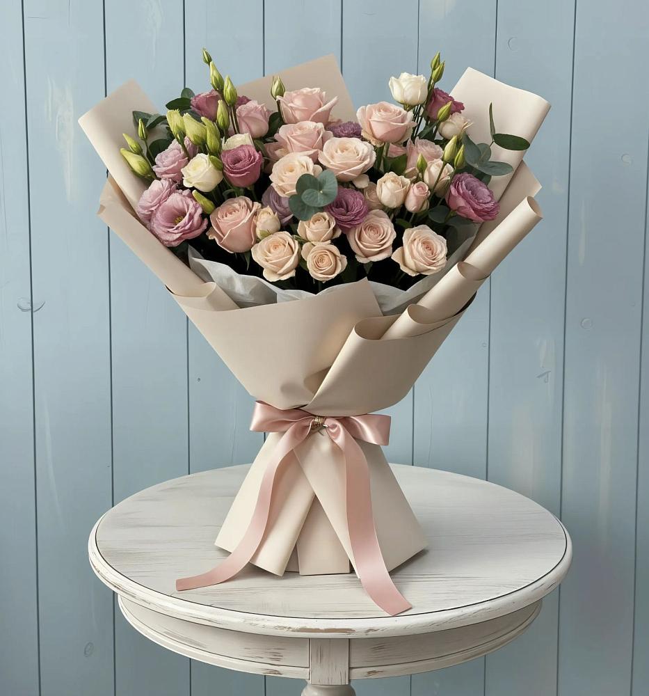 Букет цветов из: Розы и Лизиантусы в Тюхтете