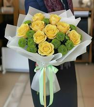 Букет цветов из:  Хризантемы и Розы в Тюхтете