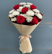 Букет цветов из:  Розы и Хризантемы в Тюхтете