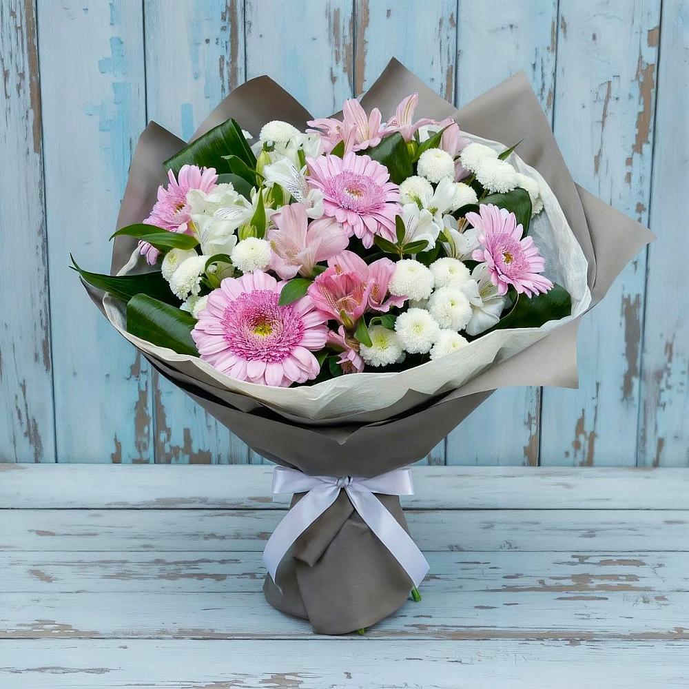 Букет цветов из: Герберы, Альстромерии и Хризантемы в Тюхтете