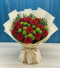 Букет цветов из:  Розы и Хризантемы #REPLACE_PRED# Тюхтете