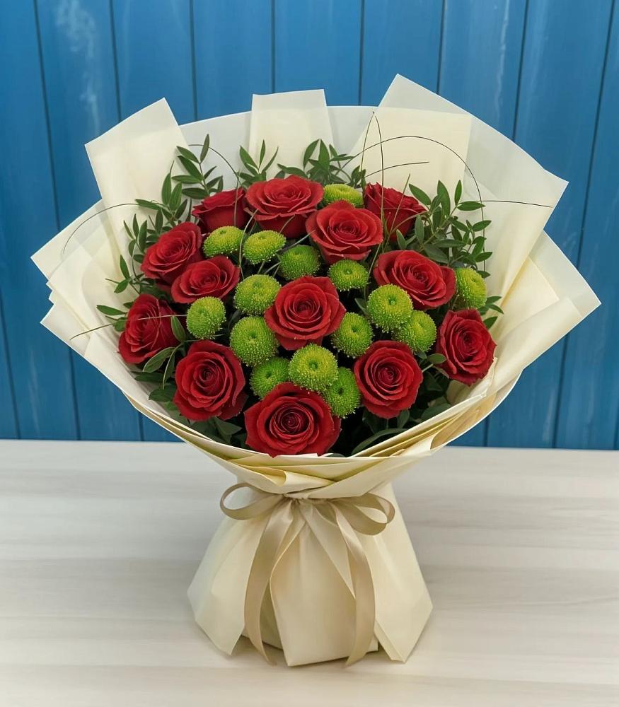 Букет цветов из: Розы и Хризантемы в Тюхтете