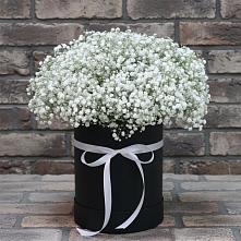 Цветочная композиция из Гипсофила в шляпной коробке в Тюхтете