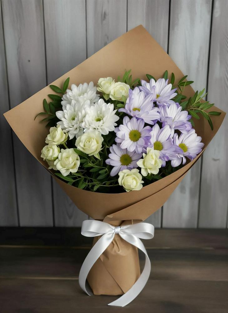 Букет цветов из: Хризантемы и Розы в Тюхтете