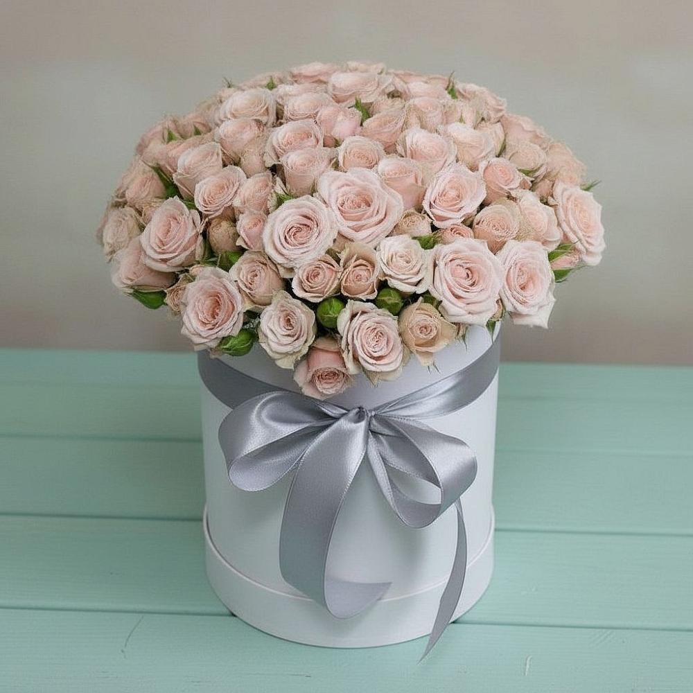 Цветочная композиция из Розы в шляпной коробке в Тюхтете